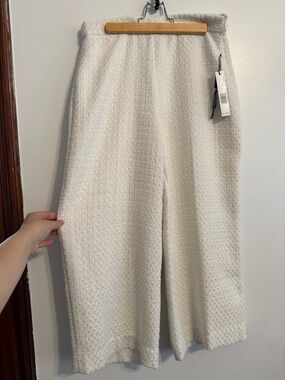 Elie Tahari Cream Textured Wide-Leg Trousers
